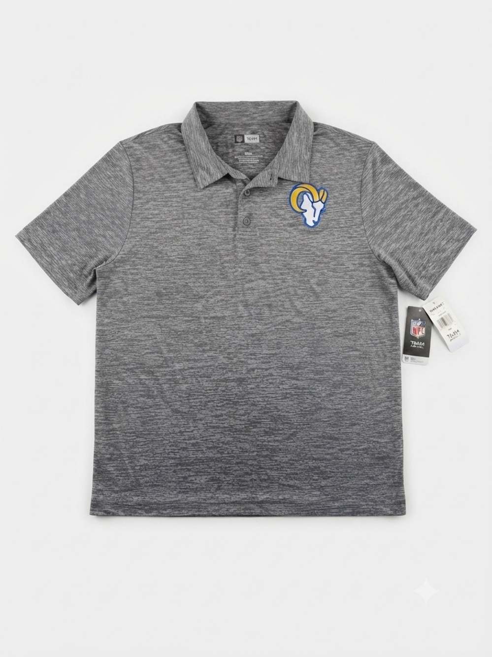 NFL Los Angeles Rams Polo Shirt Men Size Medium Gray Space Dye Golf Athletic